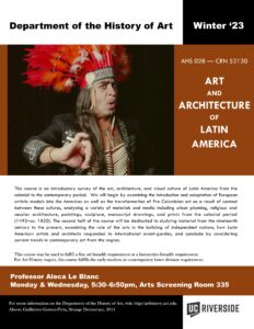 AHS 028 Winter 22 Course Flyer: Art and Architecture of Latin America