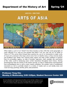 Arts of Asia Course Flyer, AHS 015 Spring 2024