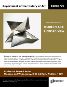 AHS 018, Spring 26. Modern Art: A Broad View.